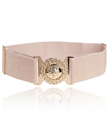 Women's belt with gold lion adjustable elastic