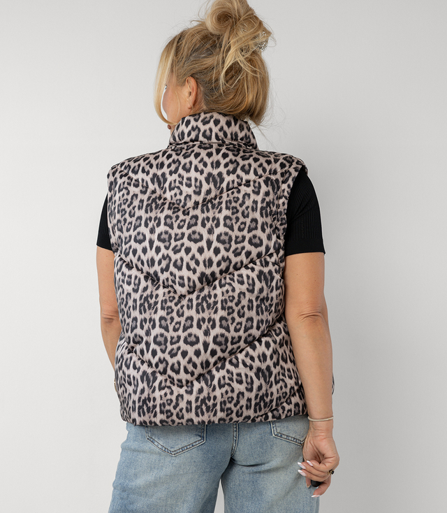 Short double-sided sleeveless smooth and leopard print NORA