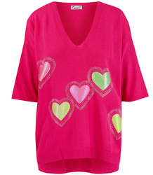 Thin women's sweater with neon hearts MARLENA