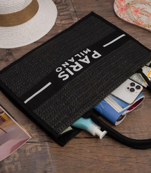 Torba shopper PARIS MILANO pleciona na lato plażowa duża eco bag