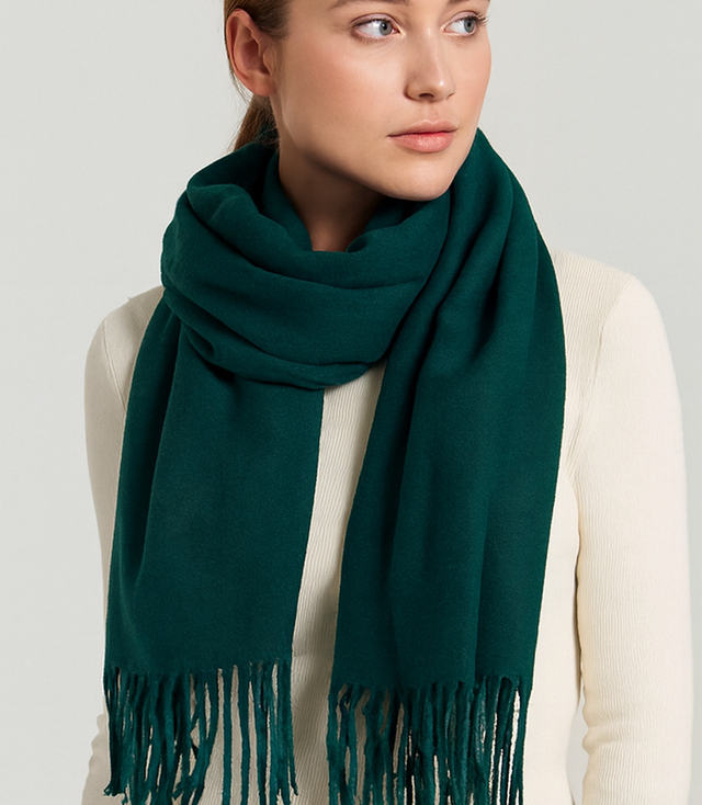 Scarf Thick scarf tassels single color warm soft 200x70 cm