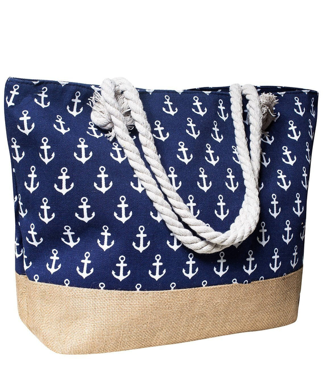Mega large shopper beach bag with small anchors