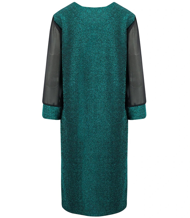 Elegant trapeze dress with brocade midi length SOFIA