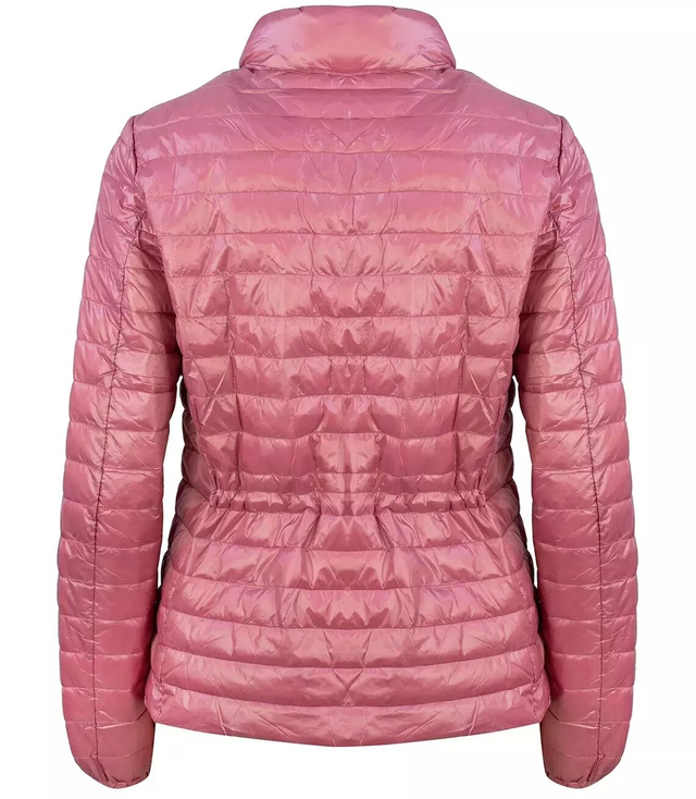 Short transitional quilted jacket with a stand-up collar