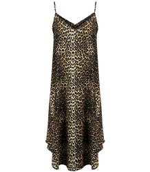 Long maxi dress with loose, flared straps and leopard print PAMELA