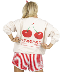  Damska bluza oversize nadruk z wiśniami CHERRY PERFECTION