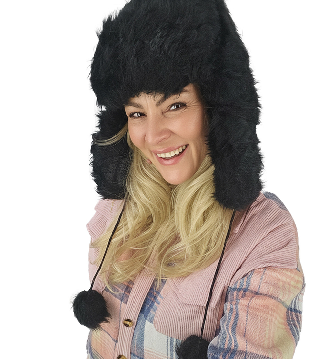 Warm women's earflap hat 