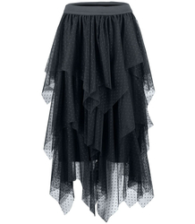 Long asymmetrical skirt with tulle pea ruffles LENA