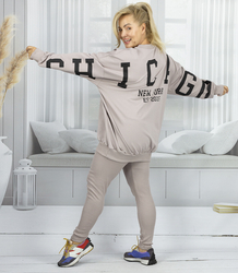 Women's tracksuit loose sweatshirt + ribbed leggings CHICAGO