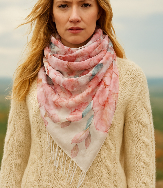 Women's scarf with floral pattern 100x100