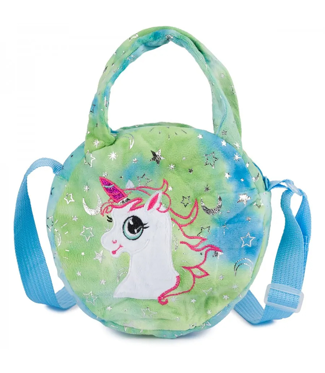 Children's round plush bag with unicorn