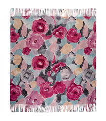 Multicolored elegant women's floral scarf with tassels