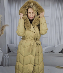 Long quilted winter warm coat with hood KELLY