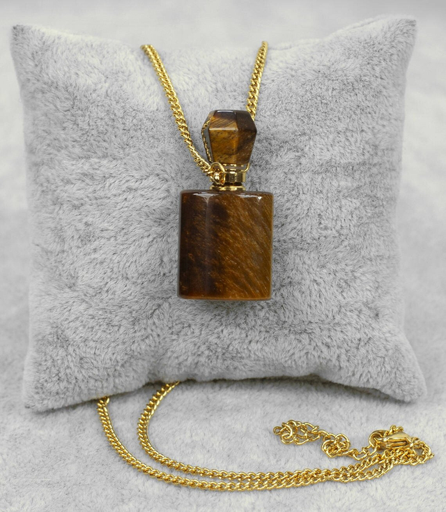 Necklace pendant perfume bottle TIGER'S EYE