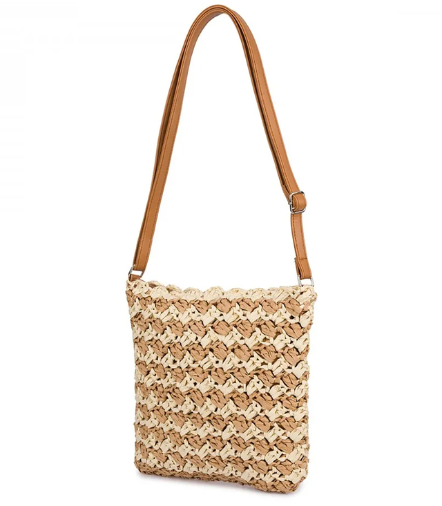 Stylish small shoulder bag braided raffia design