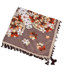 Beautiful colorful scarf with flowers FOLK style