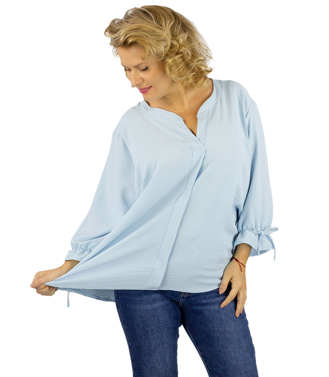 Elegant oversize tunic shirt with ties on sleeves SOPHIE