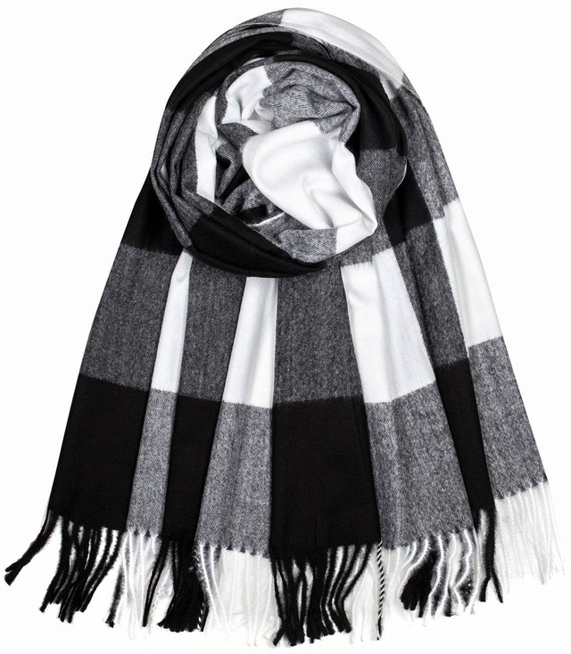Fashionable warm shawl scarf plaid fringes