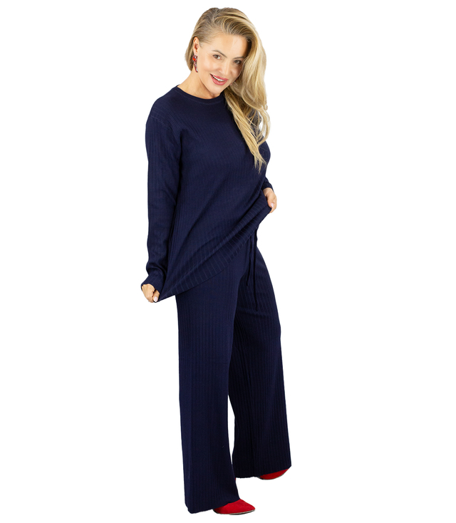 Prążkowany zestaw dresowy z luźną bluzą i spodniami SORELLA