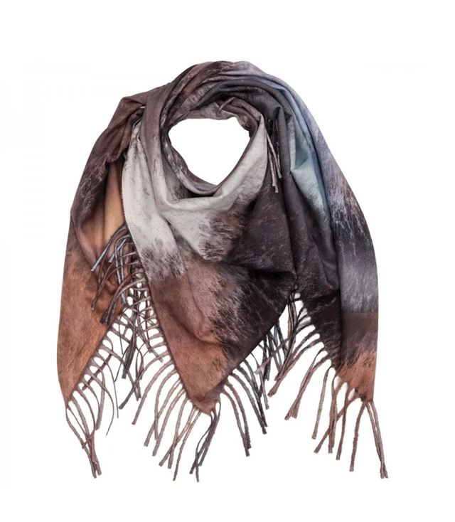 Fashionable multicolored shawl scarf with tassels