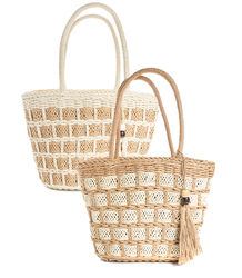 A small basket, a summer bag, a stiff woven handbag