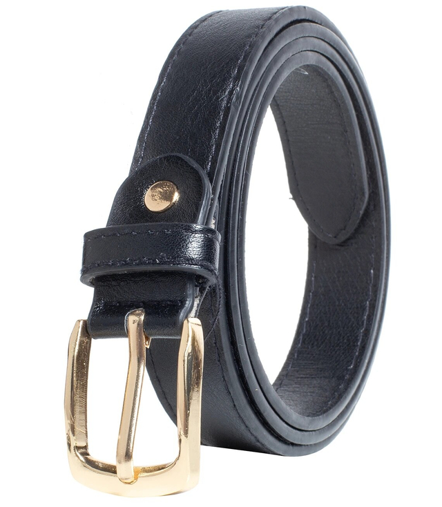 Smooth women's eco leather belt with gold buckle 2.3 cm