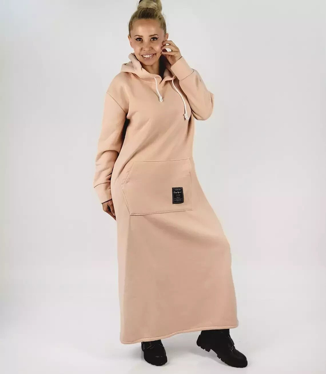 Ciepła bluza damska dresowa Oversize Sukienka Bawełniana Kaptur