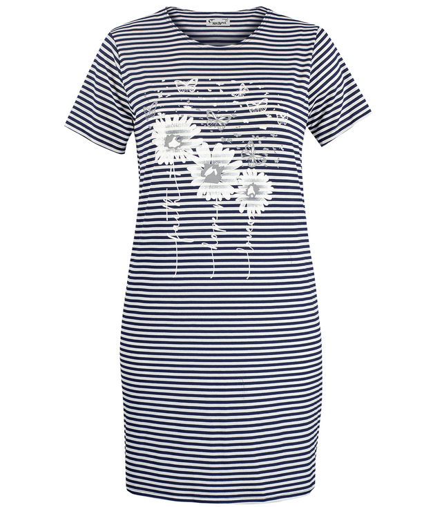 MIRIAM nautical striped dress with flowers