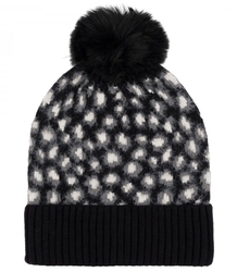 Warm women's cap with pompom autumn winter leopard spots