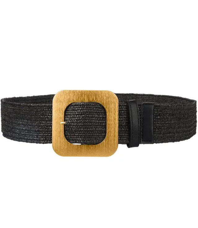 Braided women's belt with large buckle