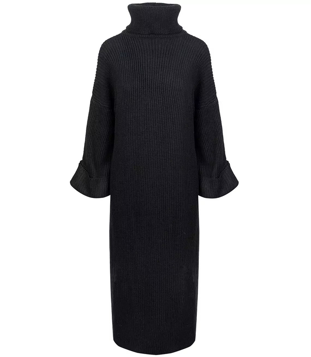 Ribbed MAXI turtleneck sweater dress