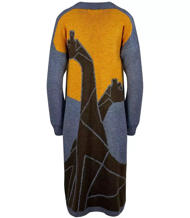 Long cardigan sweater africa giraffe cashmere