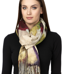 Square shawl scarf for women with tassels AGRAFKA