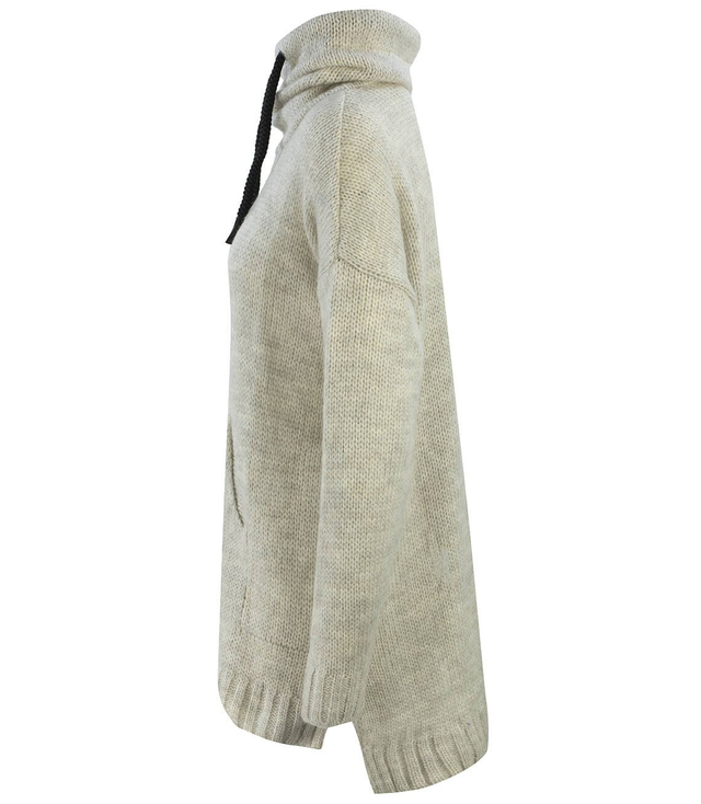 Długi ciepły sweter bluza kangurka gładka