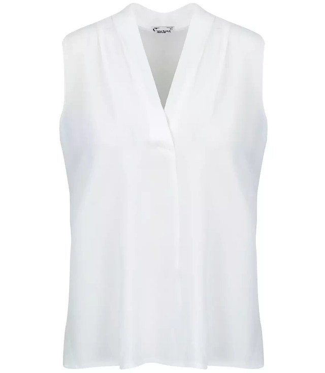 Elegant blouse with a ruffled V-neckline