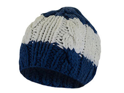 Warm winter hat with wool-cotton stripes