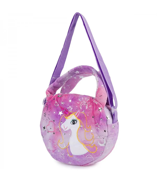 Children's round plush bag with unicorn