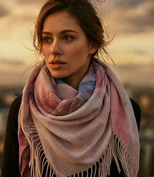 Women's scarf with floral pattern 100x100