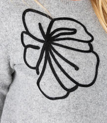 Classic women's sweater with 3D flower applique CLASSIC BLOOM