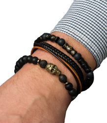 Set of men's bracelets natural stone