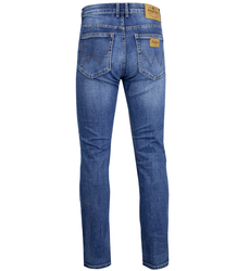 Classic men's navy blue straight leg jeans