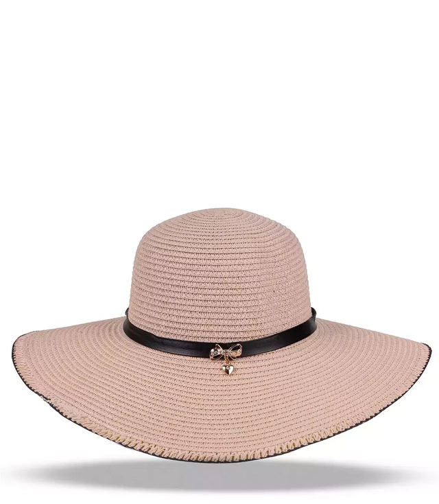 Large women's straw hat with a black band