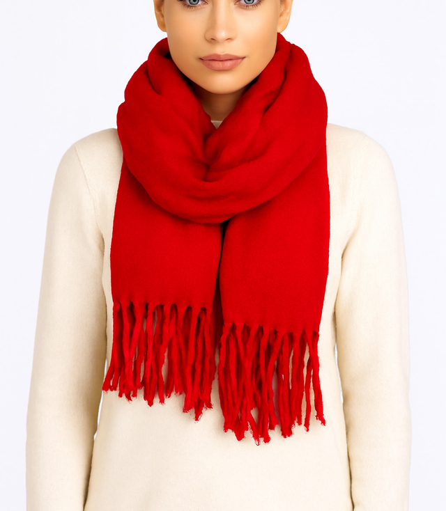 Elegant scarf with tassels in one color