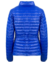 Short transitional quilted jacket with a stand-up collar