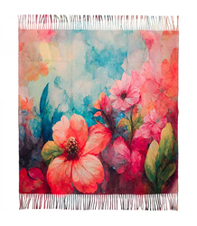 Elegant scarf large flowers with tassels