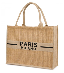 PARIS MILANO braided shopper bag for summer beach large eco bag