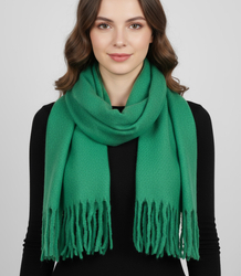 Elegant scarf with tassels in one color