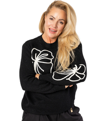 Classic women's sweater with 3D flower applique CLASSIC BLOOM