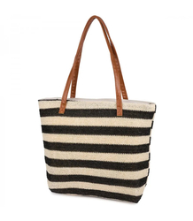 Large braided shoper bag with stripes