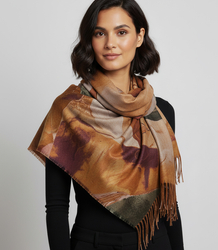 Square shawl scarf for women with tassels AGRAFKA